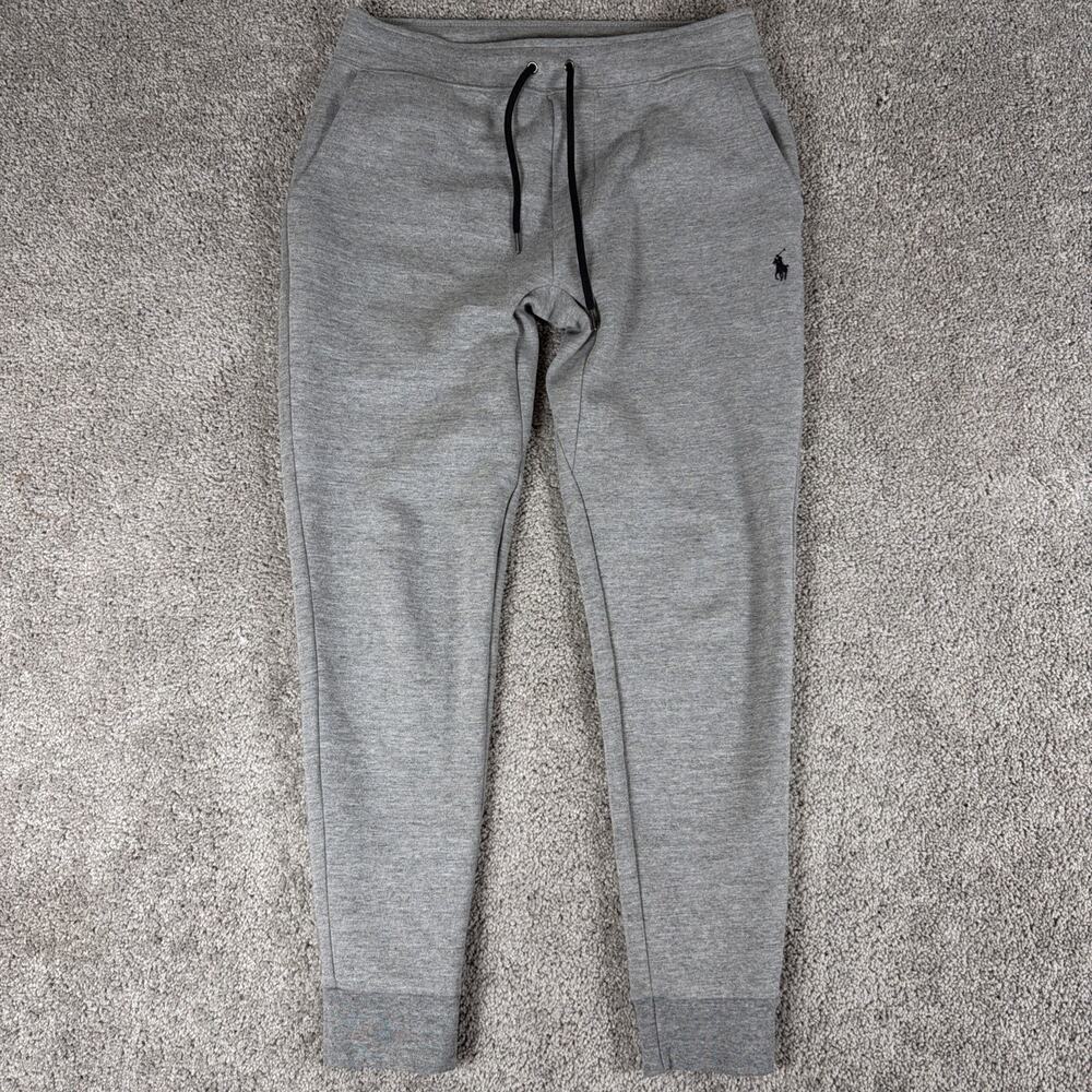 Polo Ralph Lauren Double-Knit Jogger Pants Mens S Gray Gusset Ribbed Cuffs 28"